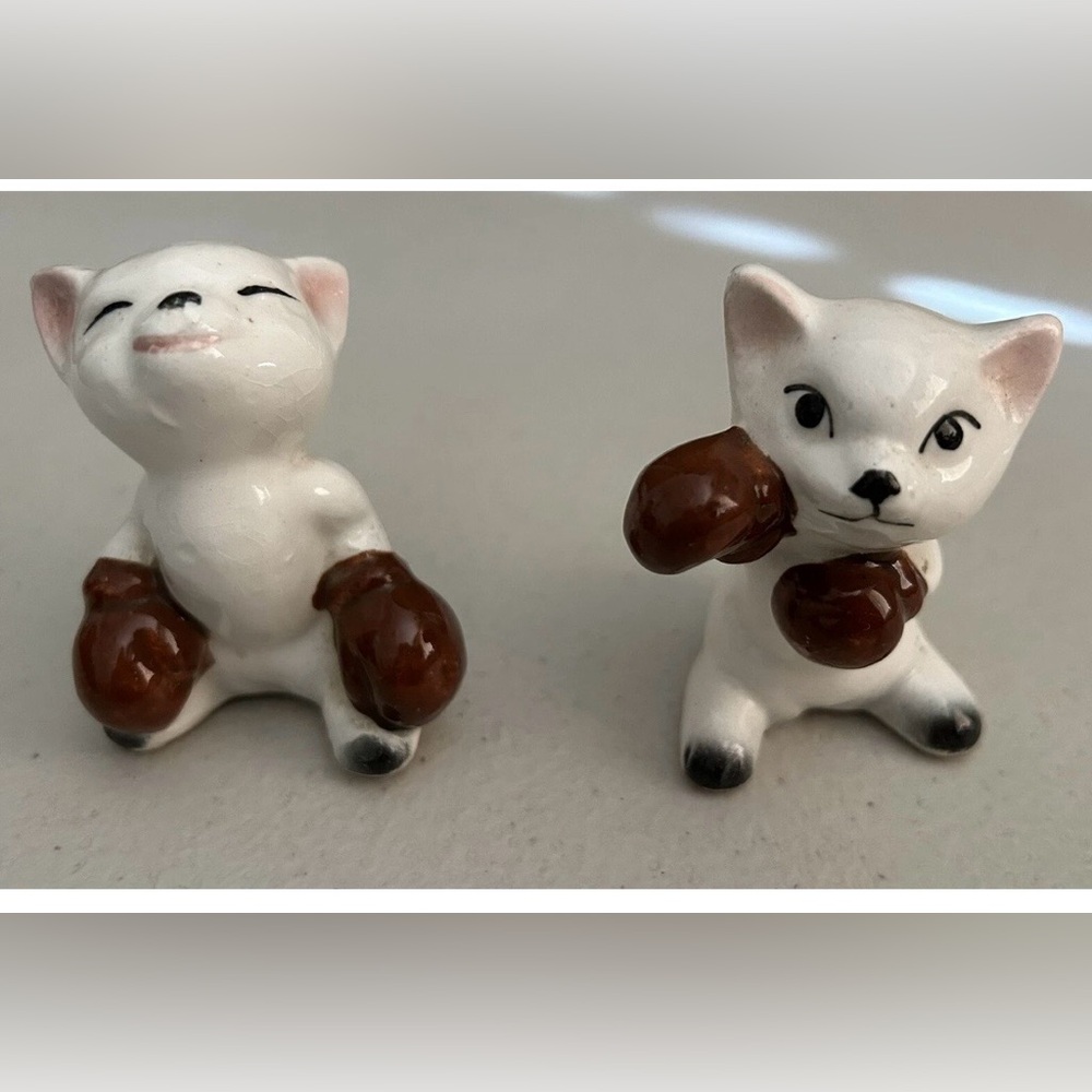 Vintage 1950’s “Boxing Kitten /Cats” Figurine 2 set - So cute!! Cat Collectors!